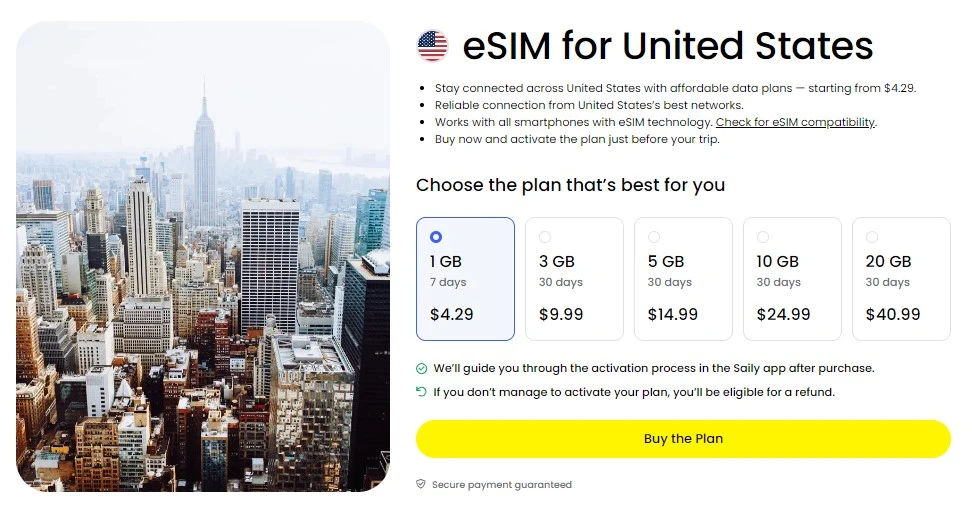 Saily eSIM - Internet negli Stati Uniti